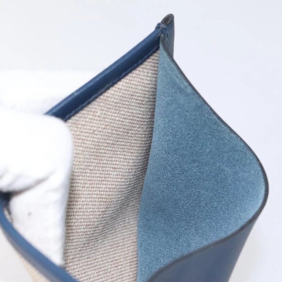 HERMES Petit Ash Pouch Leather Canvas Navy Auth - Picture 11 of 15